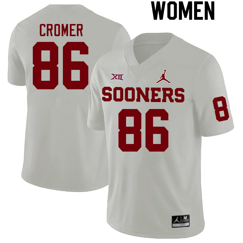 Women #86 Patrick Cromer Oklahoma Sooners College Football Jerseys Stitched Sale-White - Click Image to Close